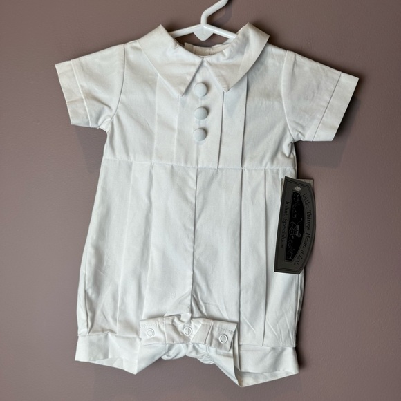 Little Things Mean A Lot Tyler White Romper NB - Picture 2 of 12